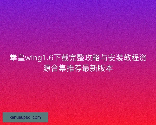 拳皇wing1.6下载完整攻略与安装教程资源合集推荐最新版本